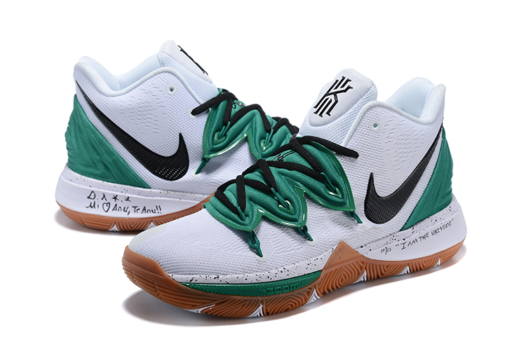 Men Nike Kyrie Irving 5 White Green Black Yellow Shoes - Click Image to Close